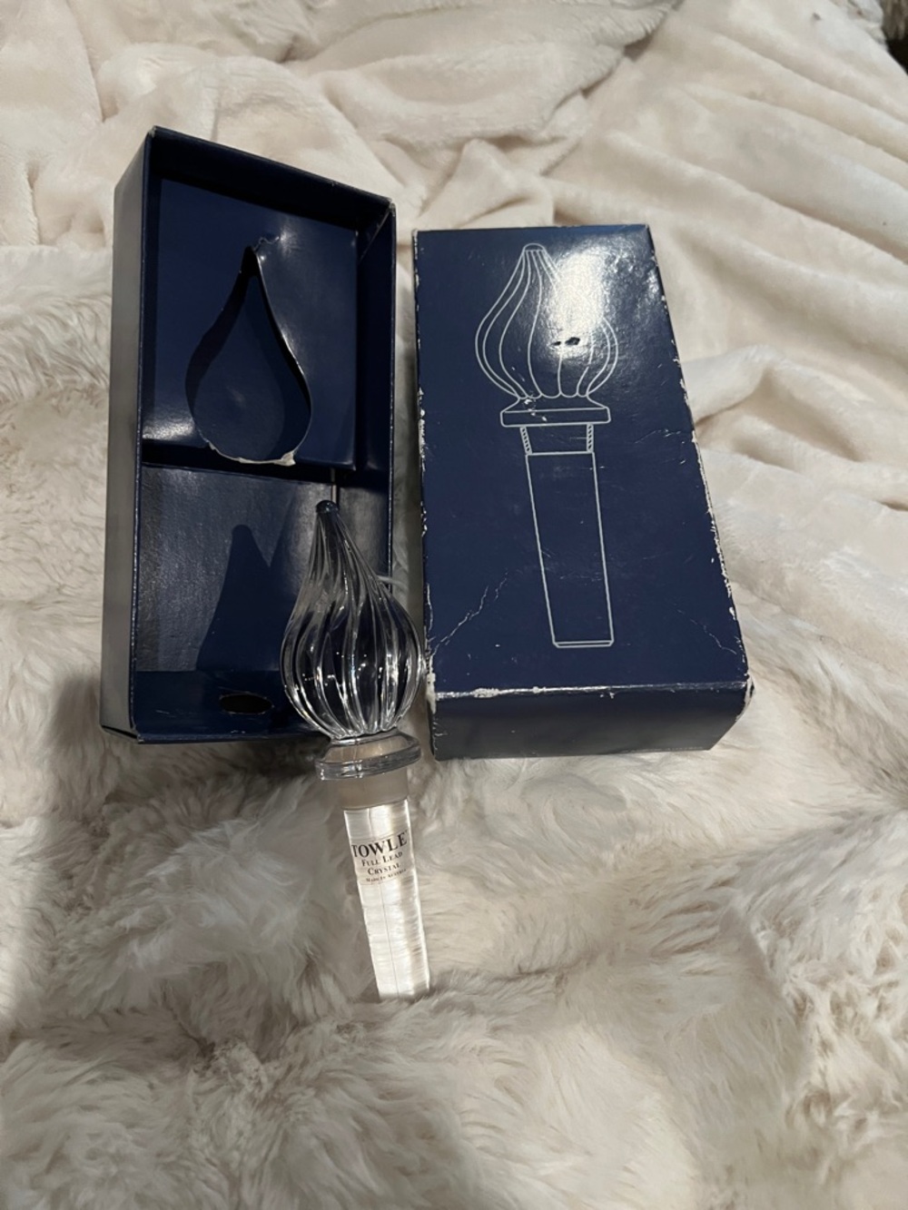 Crystal Flame Bottle Stopper - Clear Glass By Towel vintage lead crystal